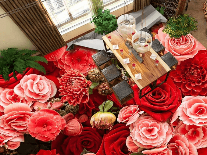 3D Rose Flower 123 Floor Mural Wallpaper AJ Wallpaper 2