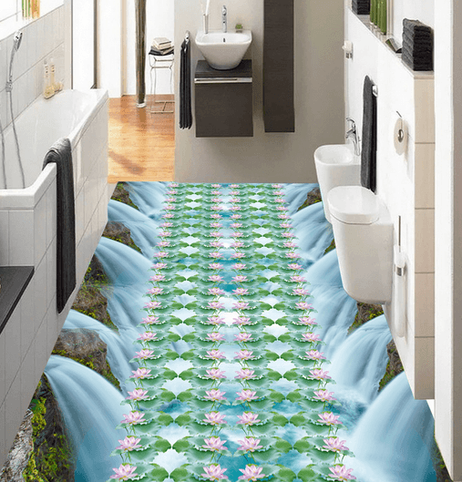 3D Row Lotus 137 Floor Mural Wallpaper AJ Wallpaper 2