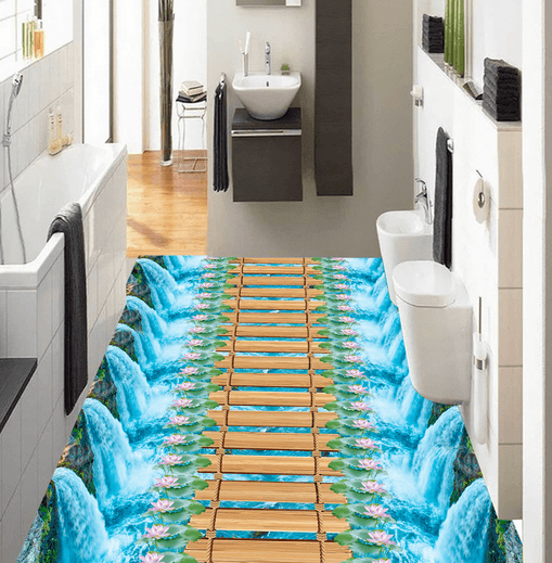 3D Wooden Bridge 171 Floor Mural Wallpaper AJ Wallpaper 2