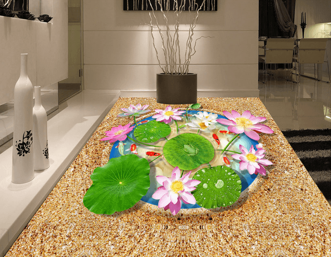3D Open Lotus 118 Floor Mural Wallpaper AJ Wallpaper 2