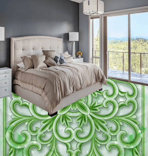 3D Green Edge 093 Floor Mural Wallpaper AJ Wallpaper 2