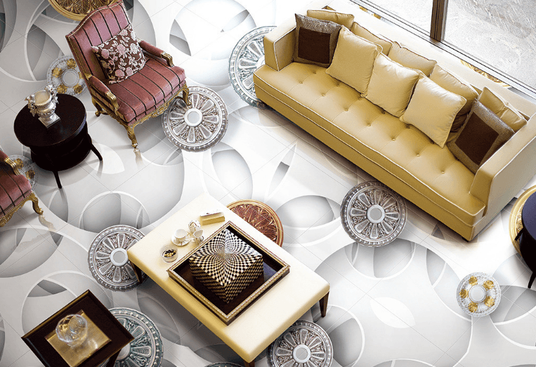 3D Round Pattern 025 Floor Mural Wallpaper AJ Wallpaper 2