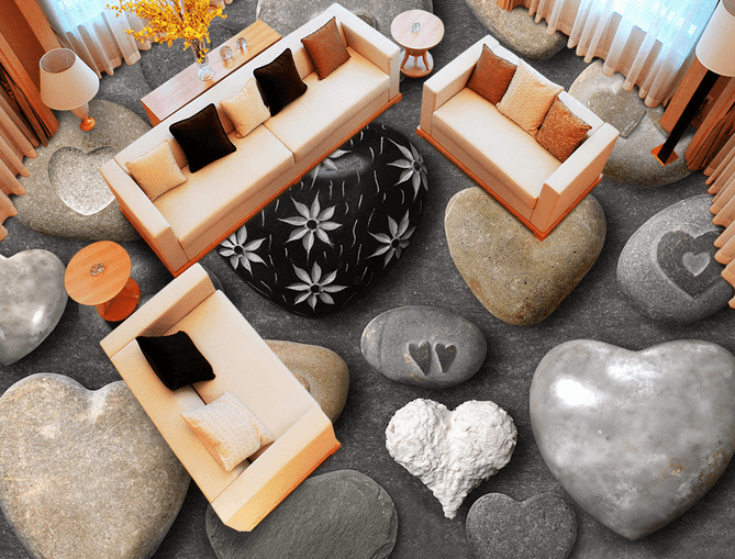 3D Heart Shaped Stone 028 Floor Mural Wallpaper AJ Wallpaper 2