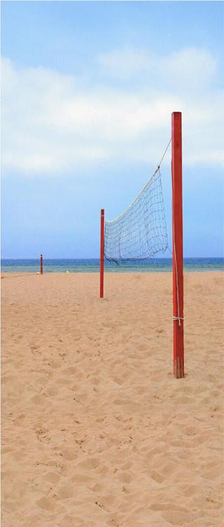 3D sandy beach volleyball net door mural Wallpaper AJ Wallpaper
