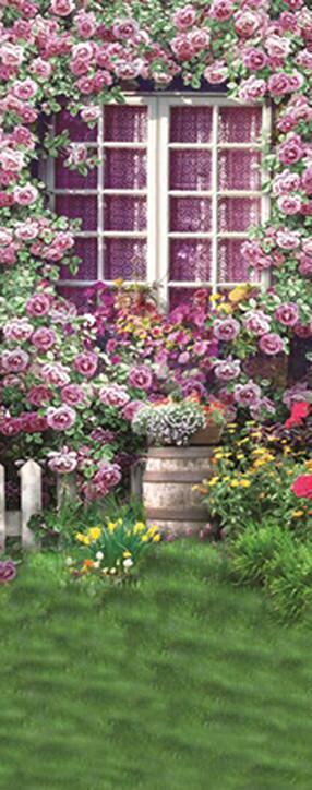 3D window flower grassland door mural Wallpaper AJ Wallpaper