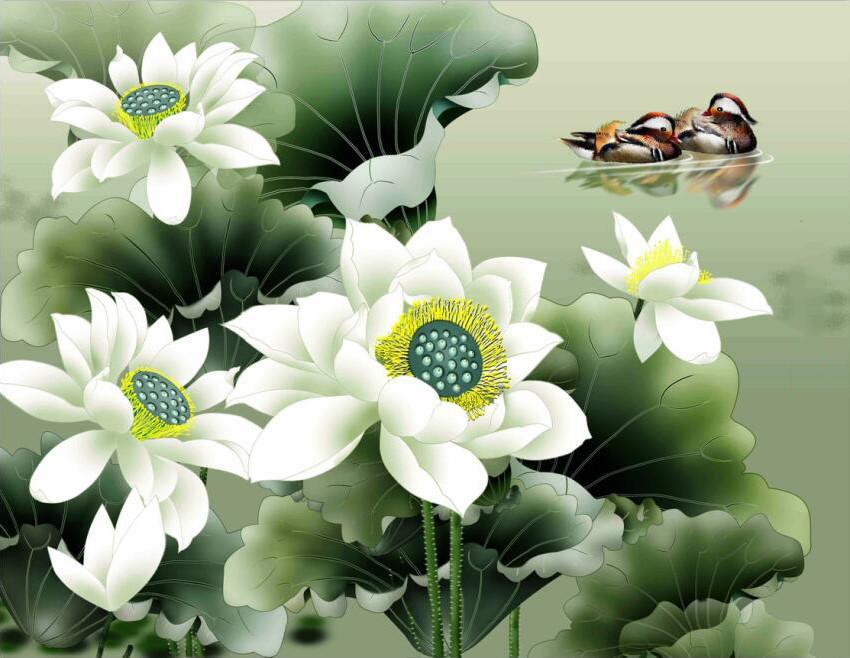 3D Flower large green lake Wallpaper AJ Wallpaper 1