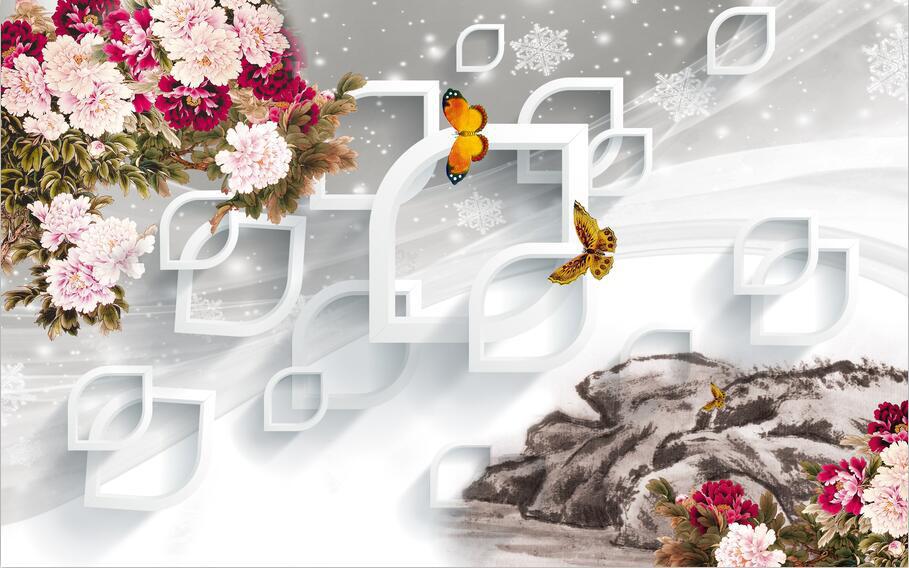 3D Butterfly flower bloom Wallpaper AJ Wallpaper 1