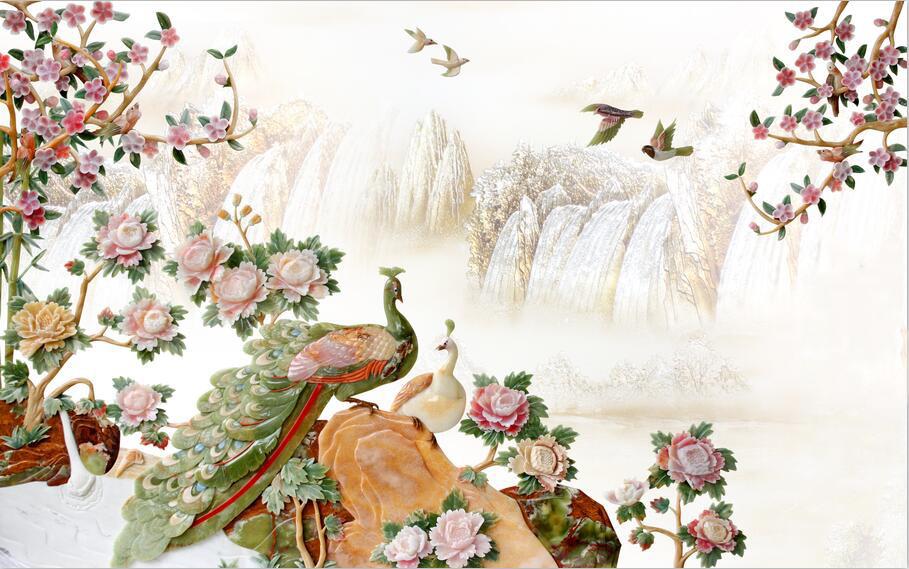 3D Animal mountain flower water Wallpaper AJ Wallpaper 1