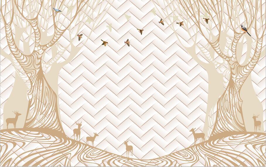 3D Modern animal tree forest Wallpaper AJ Wallpaper 1
