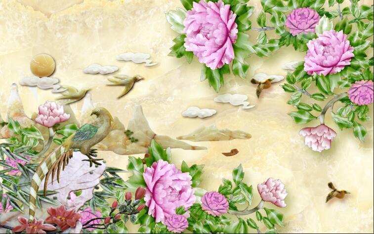 3D Natural flower animal carving Wallpaper AJ Wallpaper 1