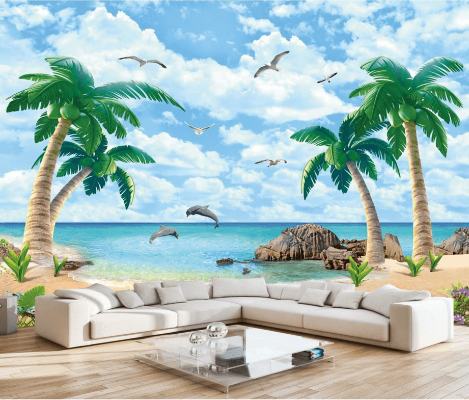3D Dolphin Beach 280 Wallpaper AJ Wallpaper