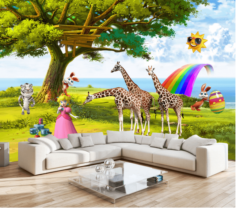 3D Giraffe Rainbow 270 Wallpaper AJ Wallpaper