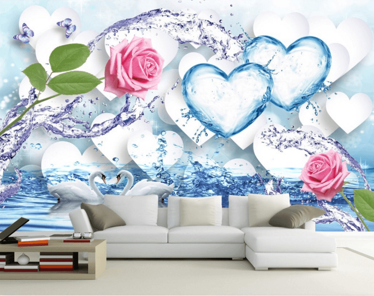 3D Love Swan 247 Wallpaper AJ Wallpaper