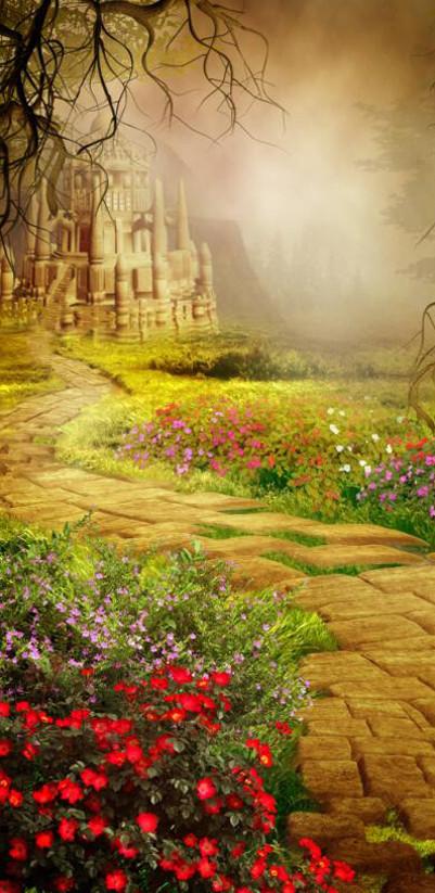 3D castle in the forest door mural Wallpaper AJ Wallpaper