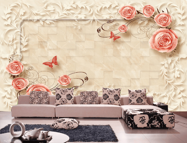 3D Flower Butterfly 146 Wallpaper AJ Wallpaper