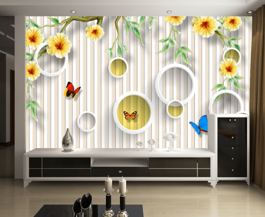 3D Round Butterfly 124 Wallpaper AJ Wallpaper