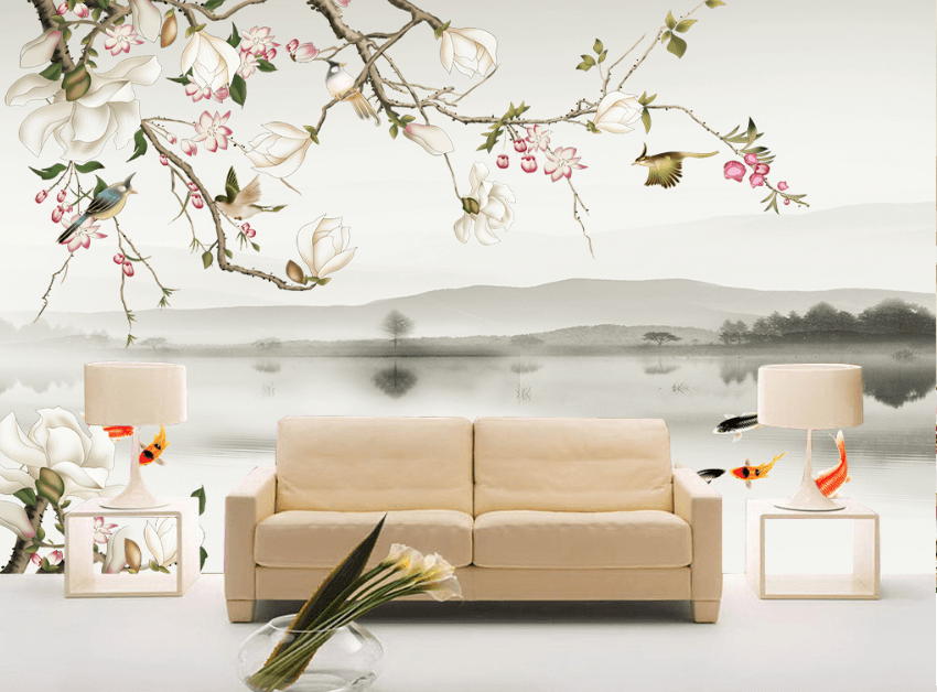 3D Goldfish Flower 096 Wallpaper AJ Wallpaper