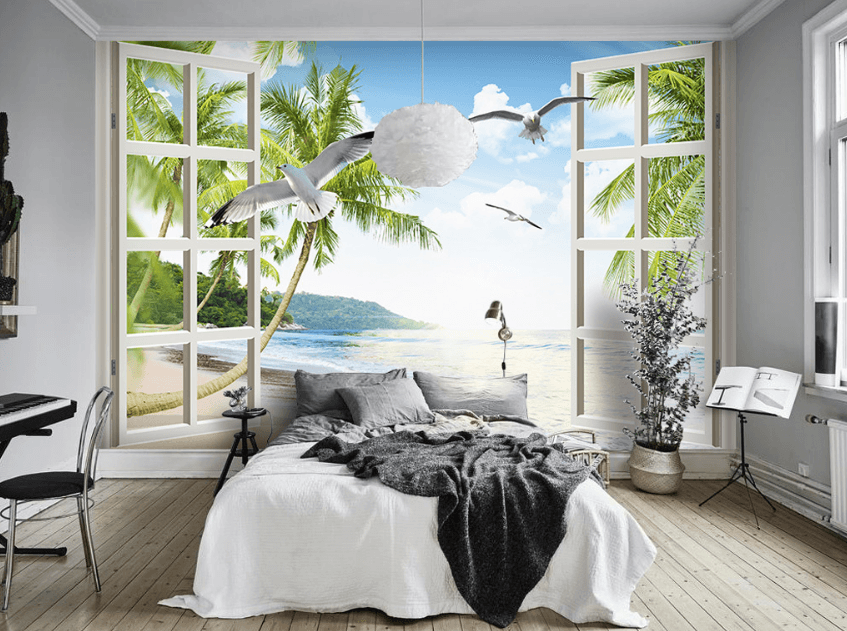 3D Beach Bird 060 Wallpaper AJ Wallpaper
