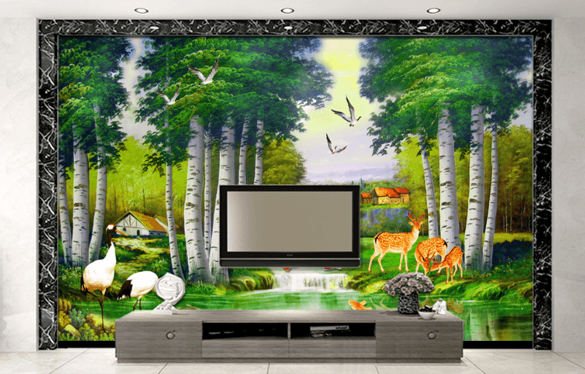 3D Sika Deer Bird 016 Wallpaper AJ Wallpaper