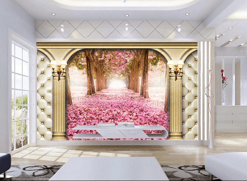 3D Flower Road 010 Wallpaper AJ Wallpaper
