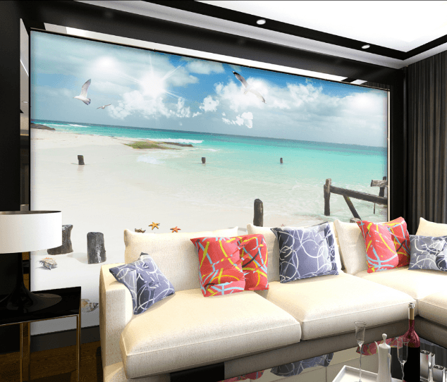 3D Wood Beach 524 Wallpaper AJ Wallpaper