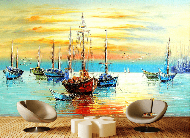 3D Evening Boat 483 Wallpaper AJ Wallpaper