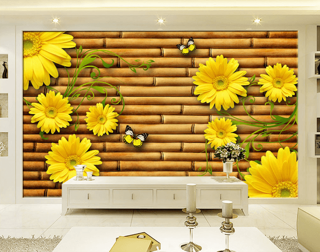 3D Sunflower Butterfly 468 Wallpaper AJ Wallpaper