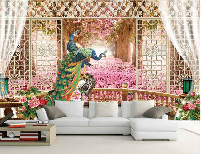 3D Peacock Petals 467 Wallpaper AJ Wallpaper