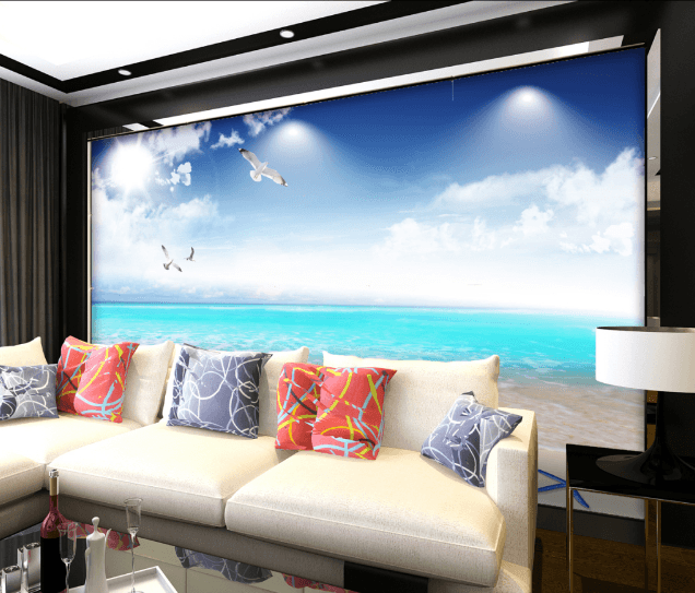 3D Sand Seagull 458 Wallpaper AJ Wallpaper