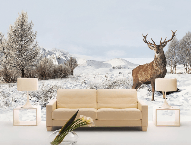 3D Snow Deer 432 Wallpaper AJ Wallpaper