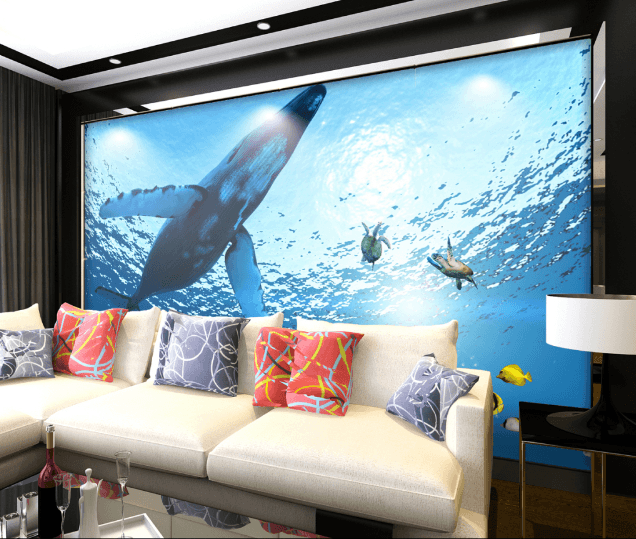 3D Whale Sea Turtle 420 Wallpaper AJ Wallpaper