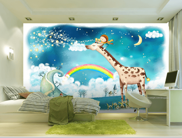 3D Giraffe Rainbow 346 Wallpaper AJ Wallpaper