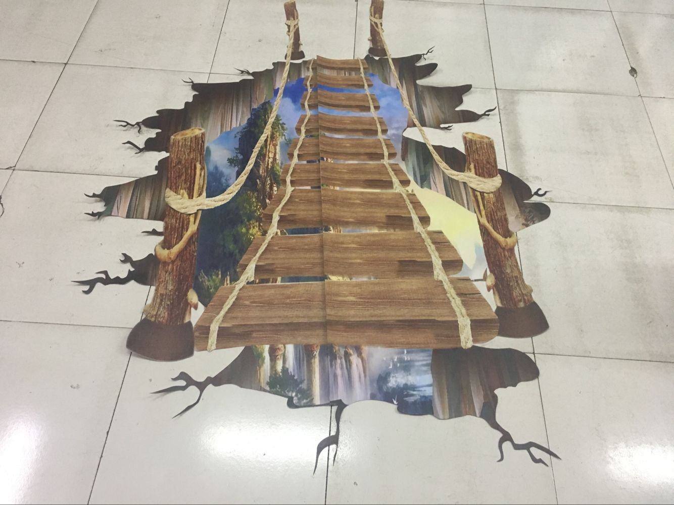 3D Wood Bridge 5 Floor Mural Wallpaper AJ Wallpaper 2