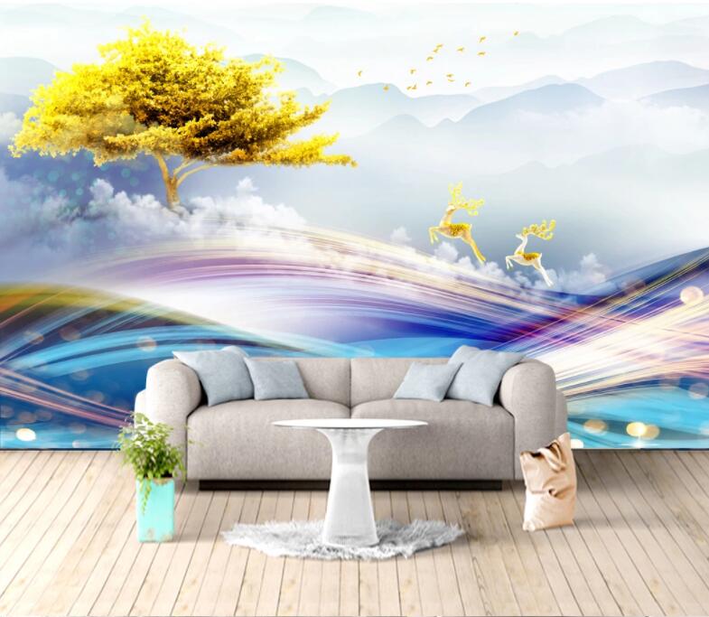 3D Fawn Jumping WC2698 Wall Murals