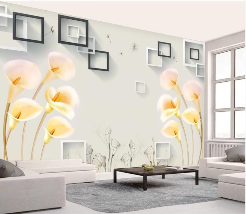 3D Yellow Lily WC1016 Wall Murals Wallpaper AJ Wallpaper 2