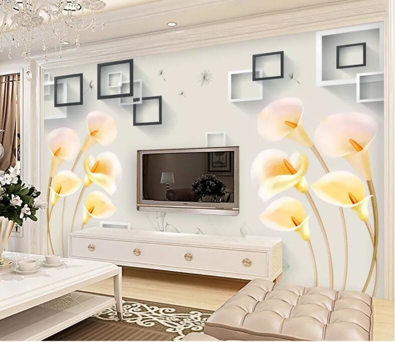 3D Yellow Lily WC1016 Wall Murals Wallpaper AJ Wallpaper 2