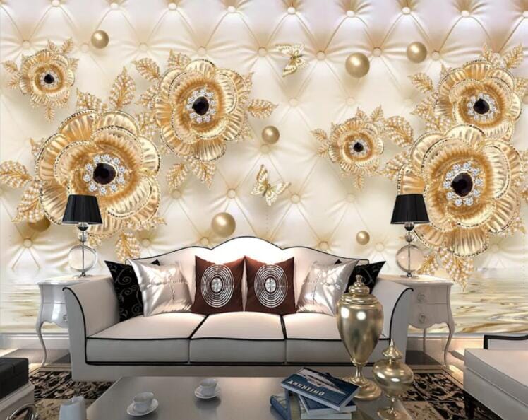 3D Golden Pearl WC358 Wall Murals Wallpaper AJ Wallpaper 2