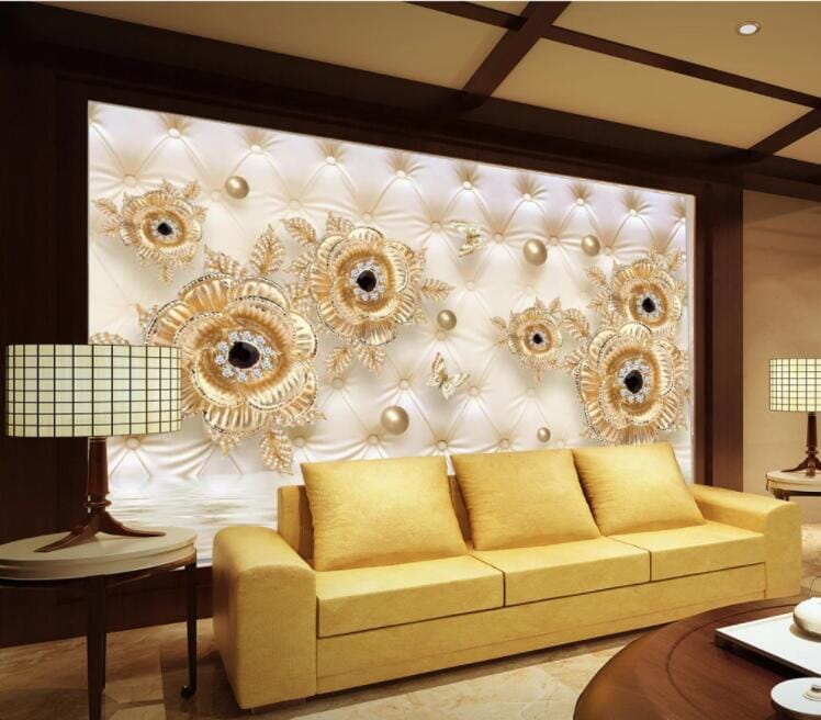 3D Golden Pearl WC358 Wall Murals Wallpaper AJ Wallpaper 2