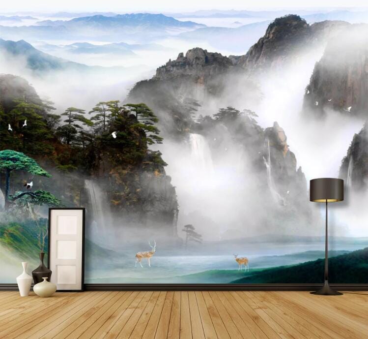 3D Valley Deer WC873 Wall Murals Wallpaper AJ Wallpaper 2