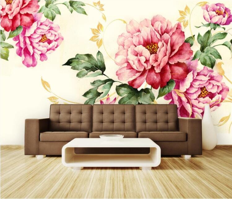 3D Red Peony WC872 Wall Murals Wallpaper AJ Wallpaper 2