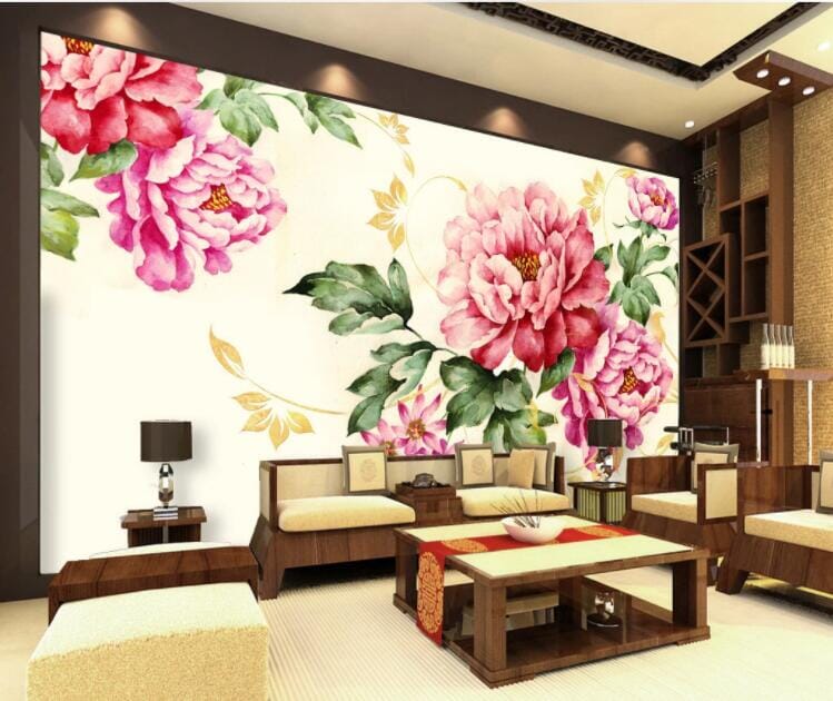 3D Red Peony WC872 Wall Murals Wallpaper AJ Wallpaper 2