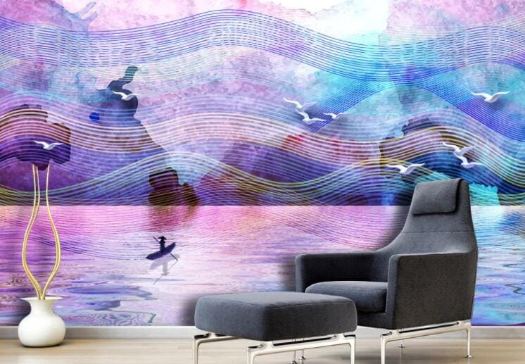 3D Purple Lake WC860 Wall Murals Wallpaper AJ Wallpaper 2