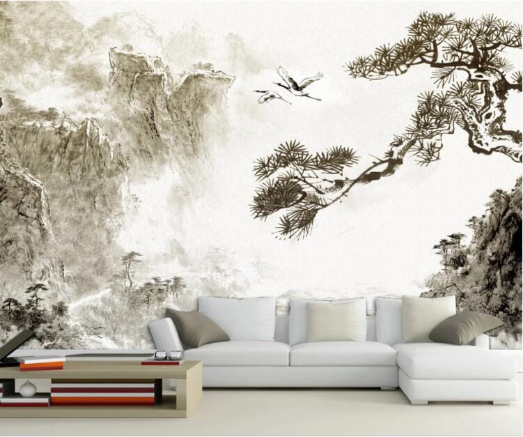 3D Crane Tree WC858 Wall Murals Wallpaper AJ Wallpaper 2