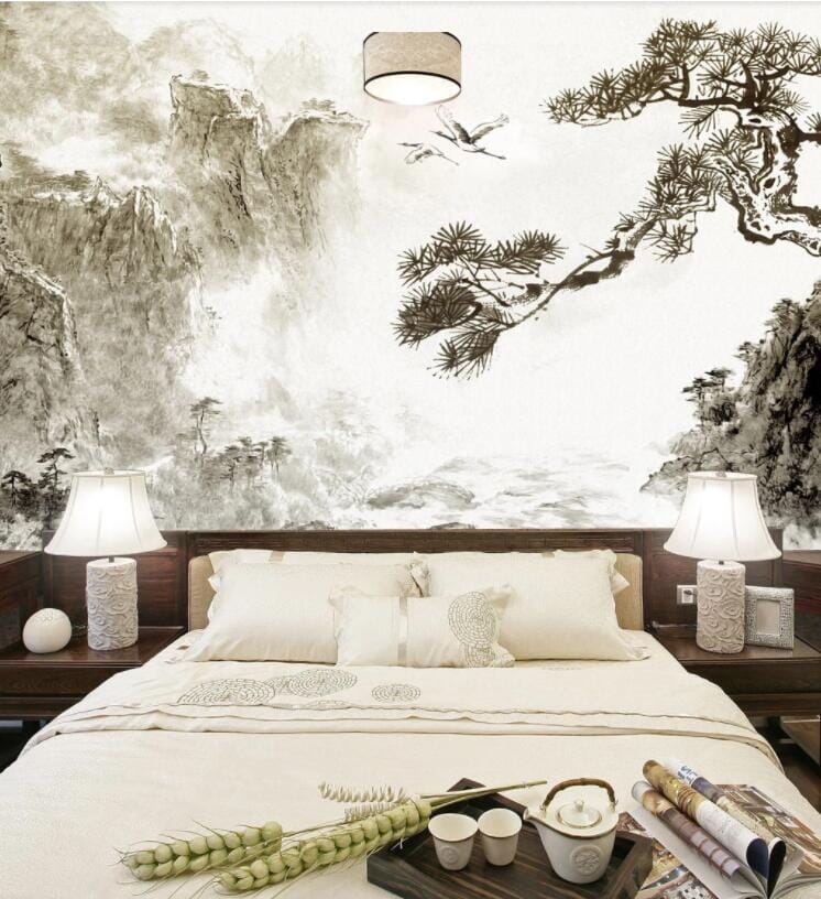 3D Crane Tree WC858 Wall Murals Wallpaper AJ Wallpaper 2