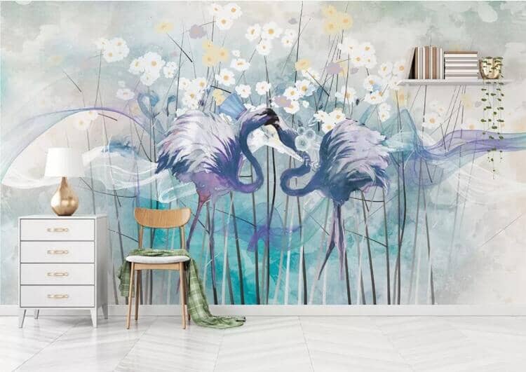 3D Purple Crane Flower WC739 Wall Murals Wallpaper AJ Wallpaper 2
