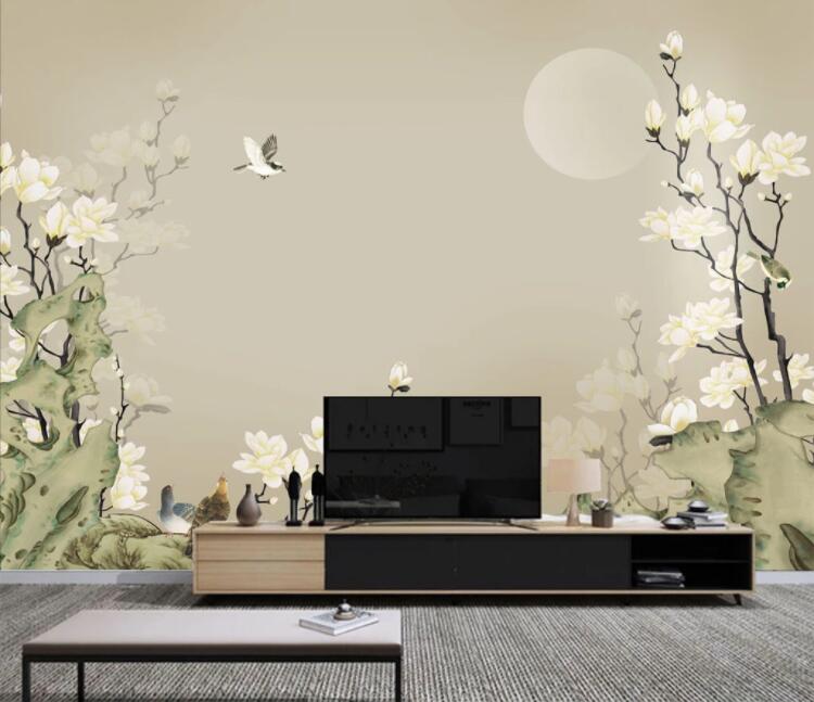 3D Flower Stone Bird WC2727 Wall Murals