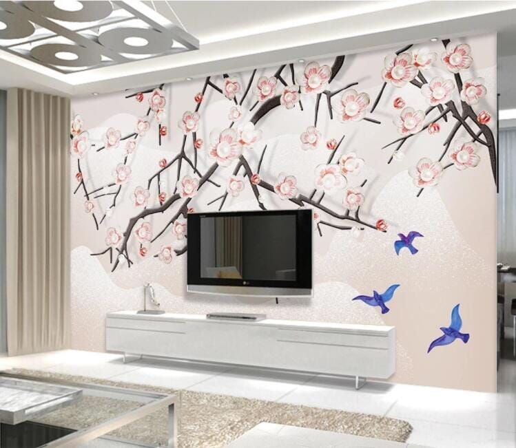 3D Swallow Flower WC1058 Wall Murals Wallpaper AJ Wallpaper 2
