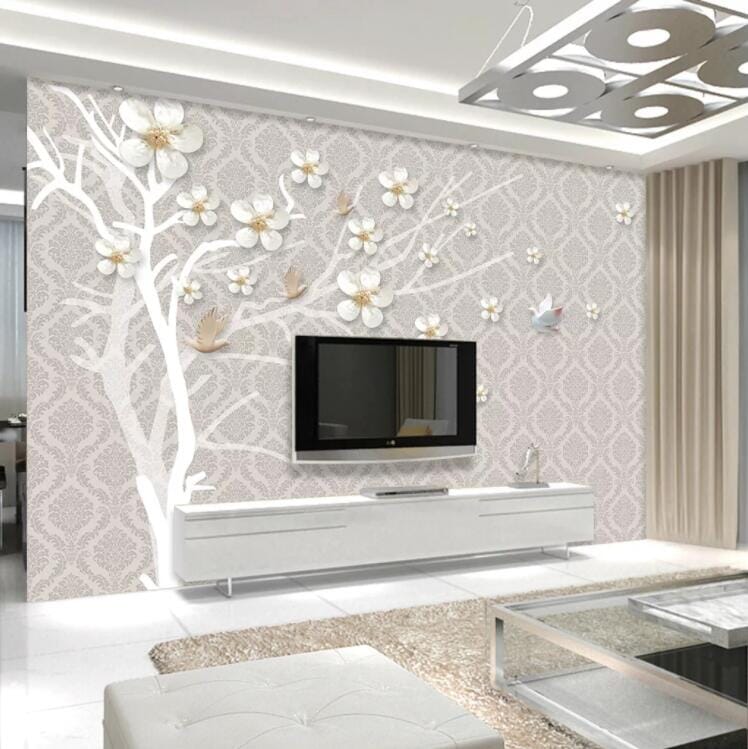 3D White Tree WC838 Wall Murals Wallpaper AJ Wallpaper 2