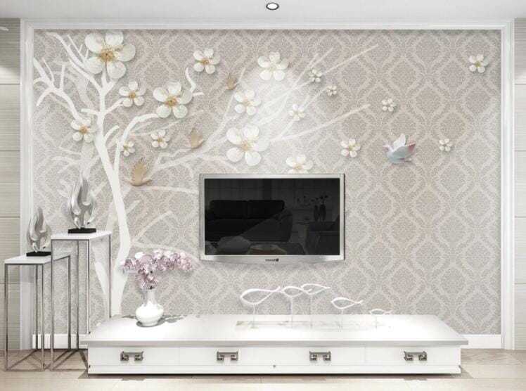 3D White Tree WC838 Wall Murals Wallpaper AJ Wallpaper 2