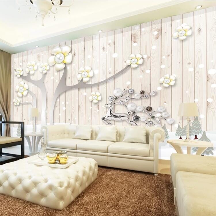 3D Silver Deer WC781 Wall Murals Wallpaper AJ Wallpaper 2